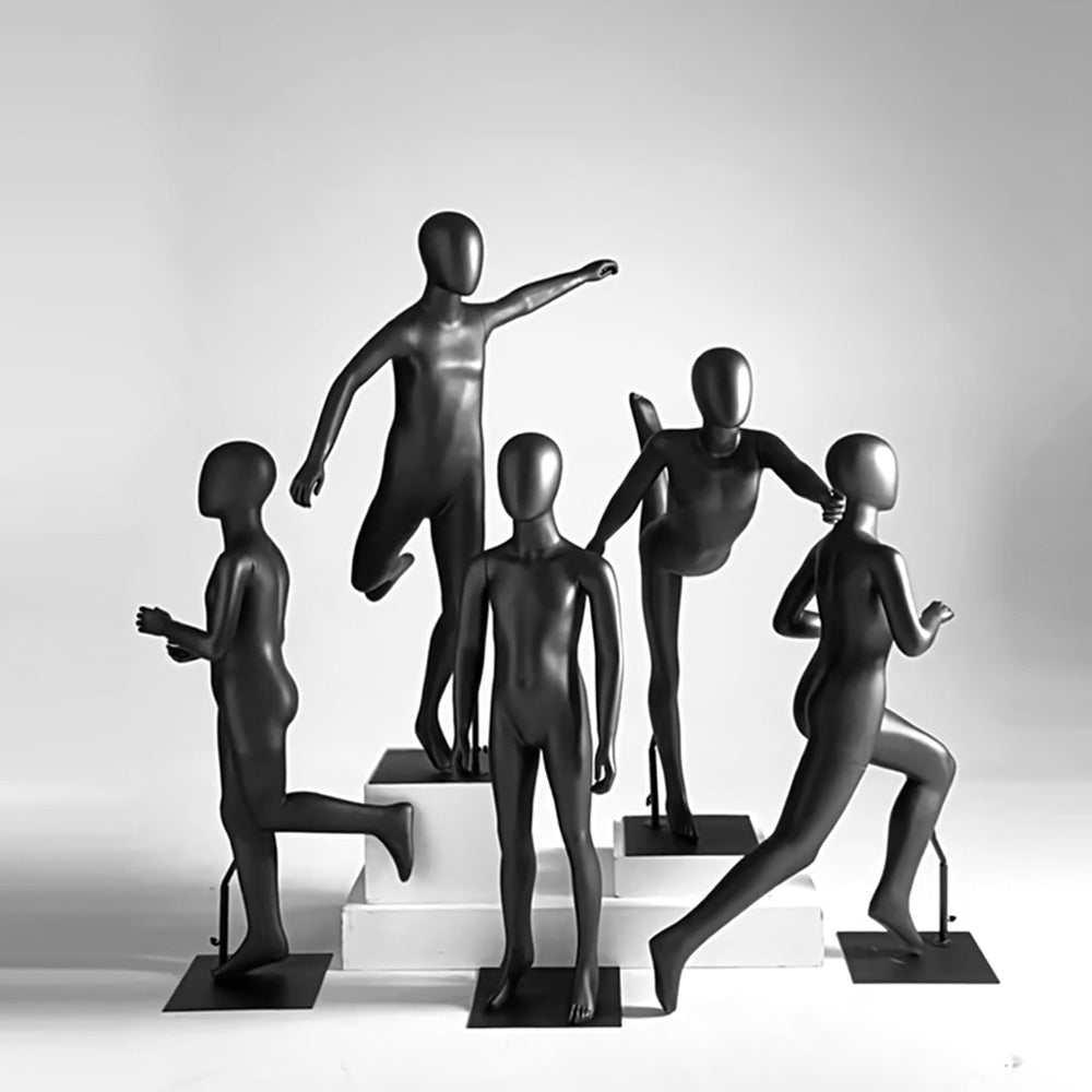 DE-LIANG Kids Full Body Sport Mannequin,Child Running Display Manikin Torso with Metal Base for Retail Clothing Stores, Athletic Wear, Window Display, Durable Fiberglass Dress Form