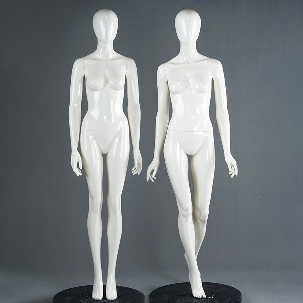 DE-LIANG Female Full Body Mannequins,Glossy White Fiberglass Realistic Dress Form