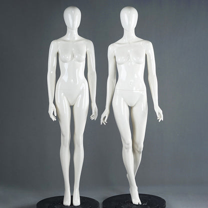 DE-LIANG Female Full Body Mannequins,Glossy White Fiberglass Realistic Dress Form