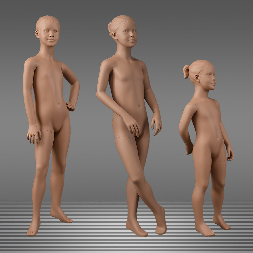 Brown Kids Full Body Mannequin with Arms and Base