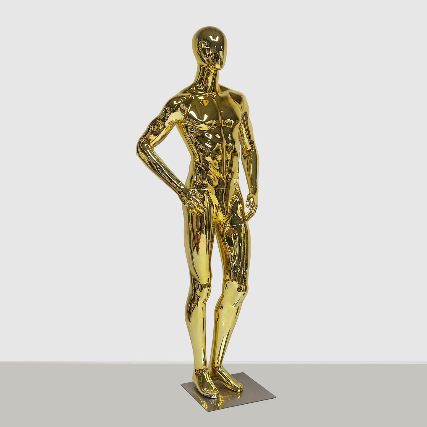 DE-LIANG Gold Chrome Male Mannequin for Suit & Sportswear Window Display