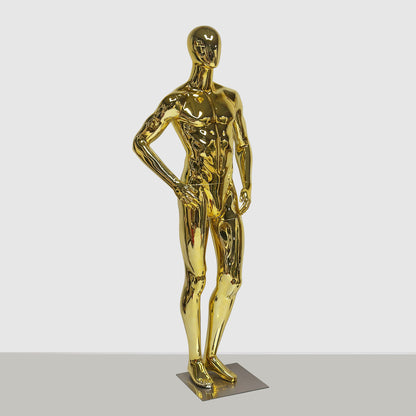 DE-LIANG Gold Chrome Male Mannequin for Suit & Sportswear Window Display