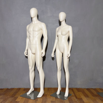 Luxury Female/Male Full Body Mannequin,Matt Beige White Mannequin Torso,Mannequin For Clothing Window Standing Model Props Shot Dummy DE-LIANG