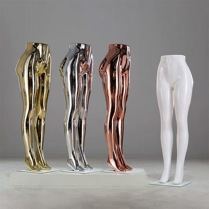DE-LIANG Female Lower Body Mannequin Legs | Chrome Electroplated Pants Display Form