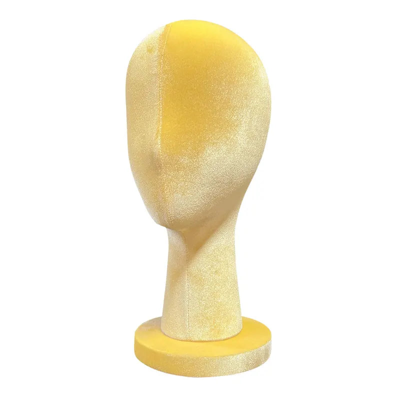 Lemon yellow velvet mannequin head for wig display