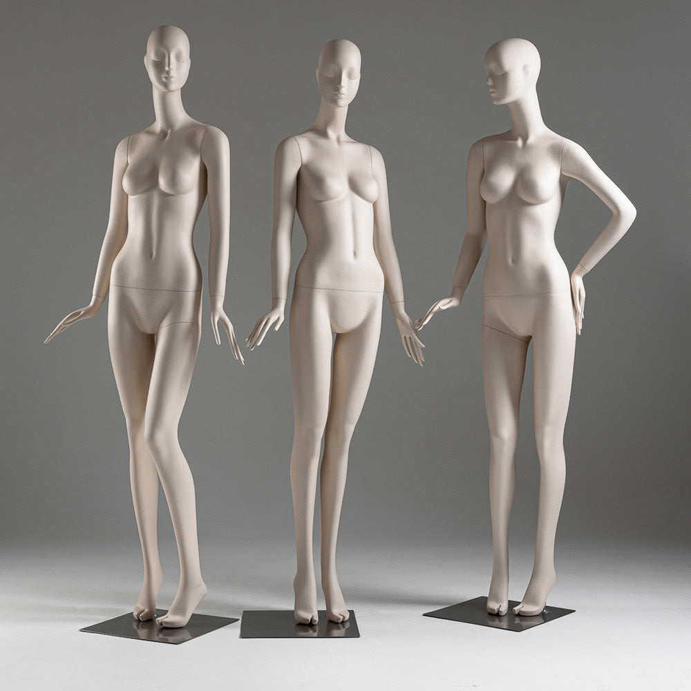 DE-LIANG Face Full Body Female Mannequins,Skin Color Display Fiberglass Dress Form with Torso Display, Modern Posing Mannequin for Fashion Boutiques & Window Displays DL0188