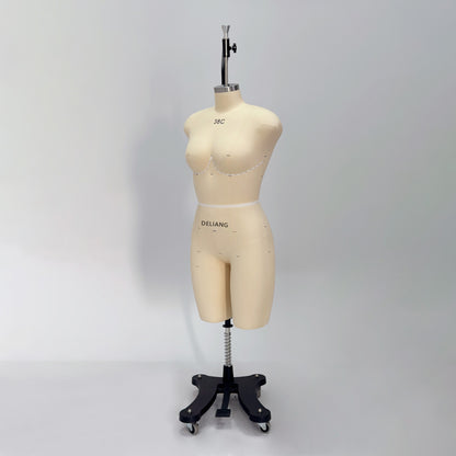 DE-LIANG Professional 38C Female Dress Form with Marking Lines – Fiberglass Tailor Dummy for Draping (Torso Only)