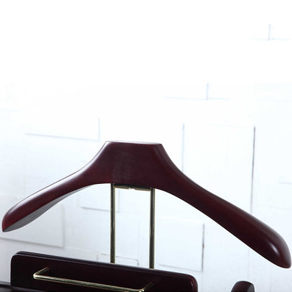 DE-LIANG Solid Wood Suit Valet Stand - Luxury Coat Hanger Rack with Brass Accents