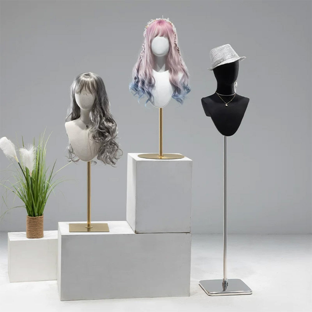 DE-LIANG Cosplay Mannequin Head Stand | Wigs Hats Jewelry | Extra-Long Wig Display