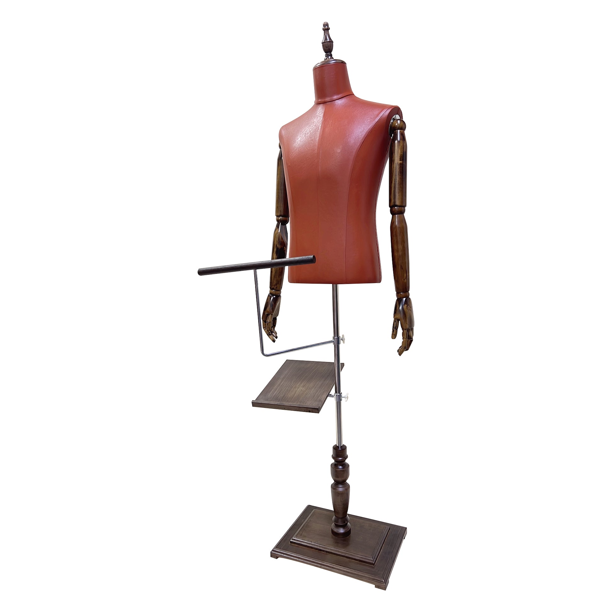 产品 High-end Male Mannequin Torso,Leather Fabric Men Bust Model Prop,Dummy Maniquin Body for Pants/Suit Display,Adult Dress Form with Wood Base DLMH340-PULEATHER-BROWN DE-LIANG