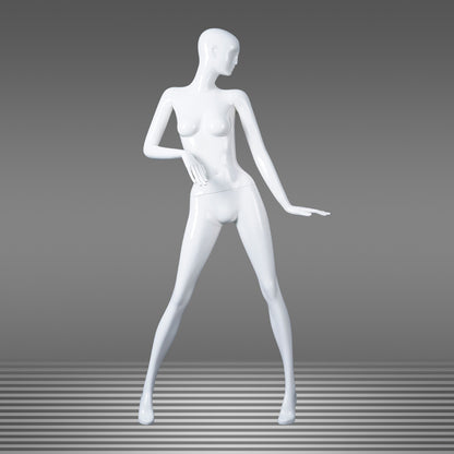 DE-LIANG Female Full Body Mannequin,Glossy White/Black Fiberglass Realistic Dress Form Display,Elegant Standing Window Display Model for Clothing Stores, Boutiques & Fashion Exhibitions
