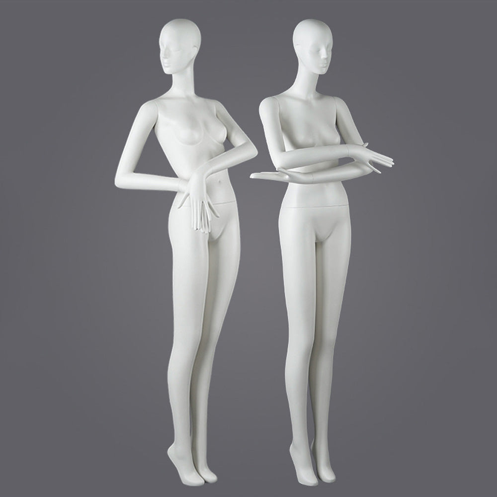 DE-LIANG Female Full Body Mannequins,Matte White Fiberglass Realistic Dress Form Display | Elegant Standing & Sitting Window Display Model for Clothing Stores, Boutiques