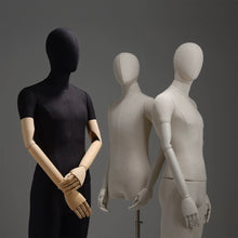 Load image into Gallery viewer, Luxury Linen Male Full Body Mannequin,Black/White Standing Dress From Torso,Display Model with Wooden Arms for Clothing,Dress Display

