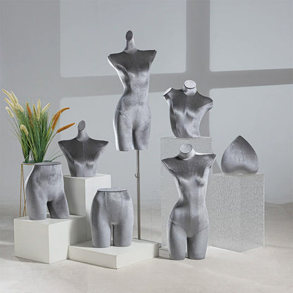 DE-LIANG Velvet Female Mannequin Torso | Lingerie Bra Underwear Display Form