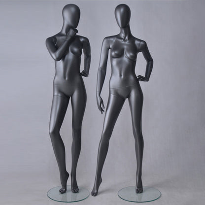 DE-LIANG Matte Black Female Full Body Mannequin Set,Realistic Fiberglass Dress Form Display Model for Clothing Stores, Fashion Boutiques & Window Displays