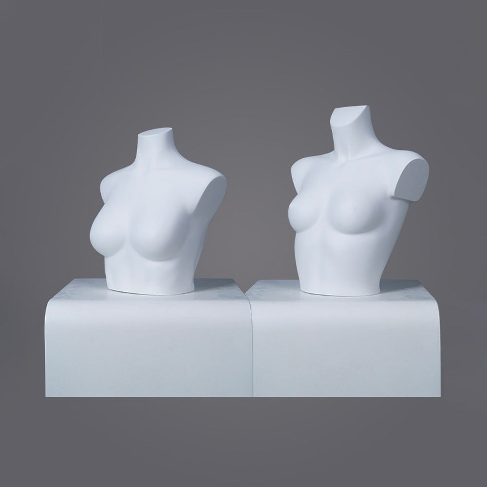 DE-LIANG Female Half Body Mannequin Torso Set,Matte White Fiberglass Dress Form Bust & Hip Display for Clothing, Lingerie, Underwear & Boutique Window Show