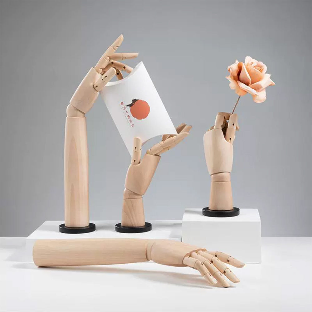 DE-LIANG Wooden Articulated Hand Mannequin with Stand – Jewelry & Bag Display Prop