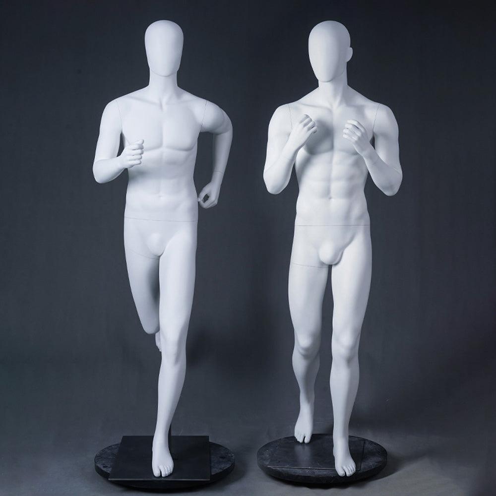 DE-LIANG Male Full Body Mannequin | White Sports Mannequin for Gym & Athletic Apparel | Running & Sportswear Display