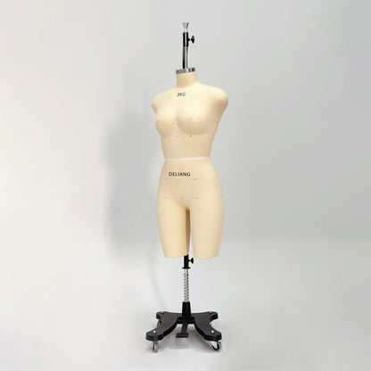 DE-LIANG Professional 36C Female Dress Form with Marking Lines – Fiberglass Tailor Dummy for Draping (Torso Only)