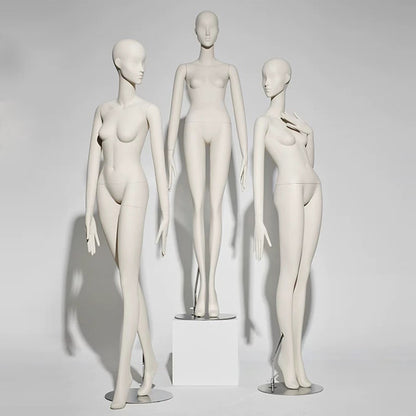 DE-LIANG Luxury White Female Full Body Mannequin Stand,Realistic Fiberglass Dress Form Display,Manikin Torso Stand for Retail Clothing,with base*1pcs DL0162