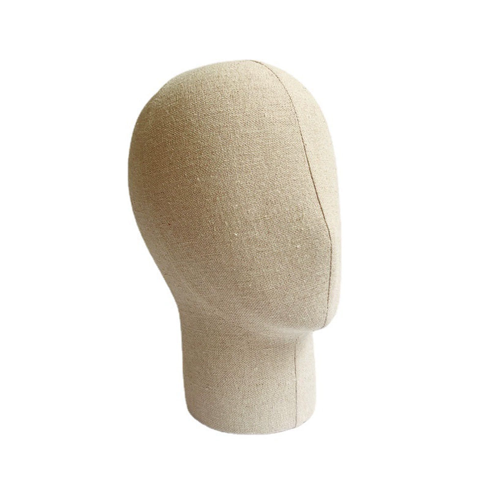 DE-LIANG Mannequin Head - Chic White Beige Linen Fiberglass Display for Wigs, Jewelry, Storefront Decor, Unique Gift for Fashion Enthusiasts
