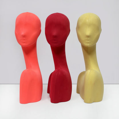DE-LIANG Swan Neck Velvet Mannequin Head, Fiberglass Wig & Jewelry Display