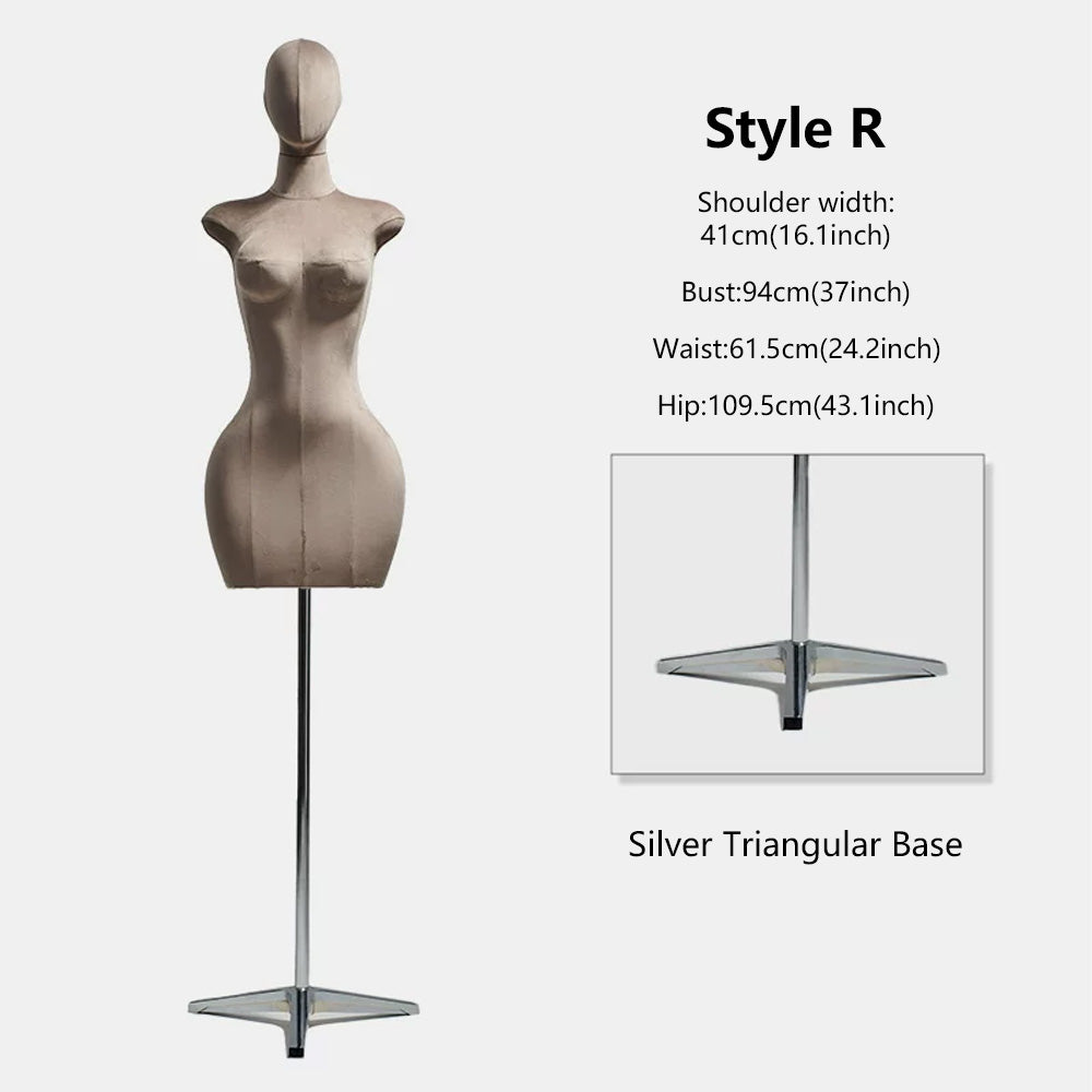 DE-LIANG Curvy Velvet-Wrapped Female Mannequin Half Body for Boutique & Store Display