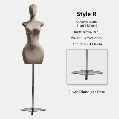 DE-LIANG Curvy Velvet-Wrapped Female Mannequin Half Body for Boutique & Store Display