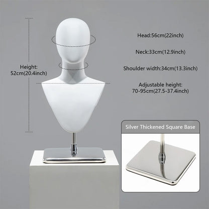 DE-LIANG Cosplay Mannequin Head Stand | Wigs Hats Jewelry | Extra-Long Wig Display