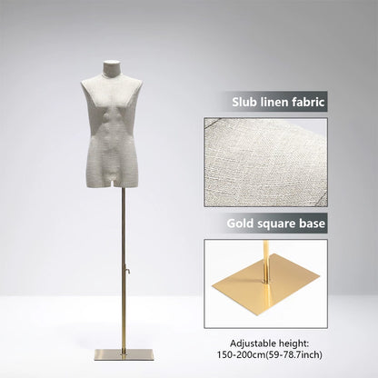 DE-LIANG Male Mannequin Slub Linen Muscle Torso | Menswear Window Display Stand