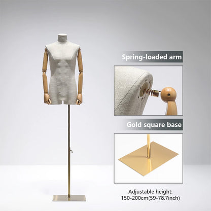 DE-LIANG Male Mannequin Slub Linen Muscle Torso | Menswear Window Display Stand