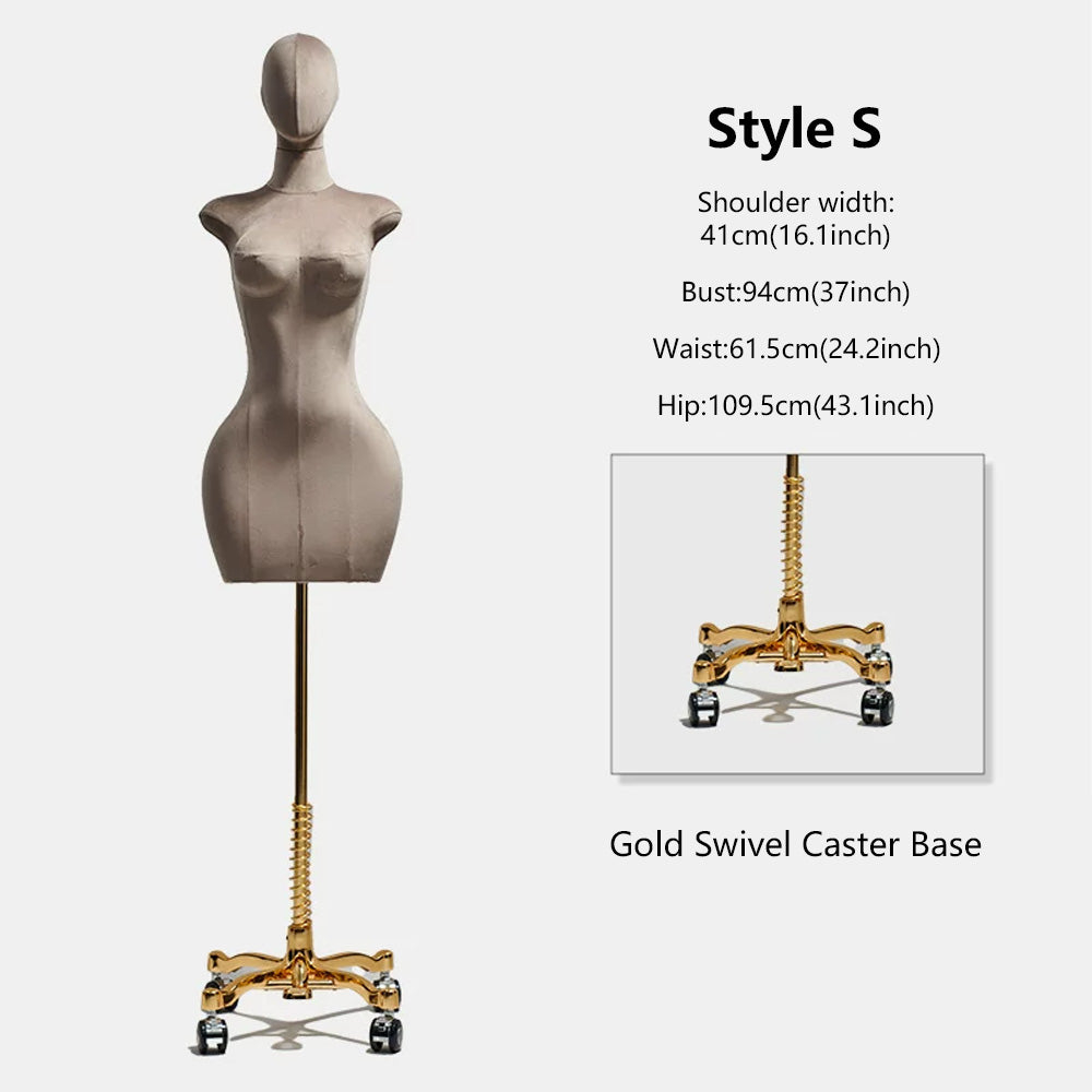 DE-LIANG Curvy Velvet-Wrapped Female Mannequin Half Body for Boutique & Store Display
