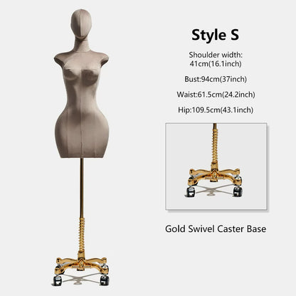 DE-LIANG Curvy Velvet-Wrapped Female Mannequin Half Body for Boutique & Store Display