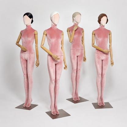 DE-LIANG Full Body Fabric Velvet Flocked Mannequin for Retail Boutique Window Displays