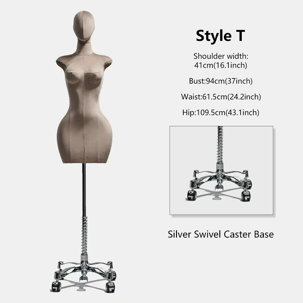 DE-LIANG Curvy Velvet-Wrapped Female Mannequin Half Body for Boutique & Store Display