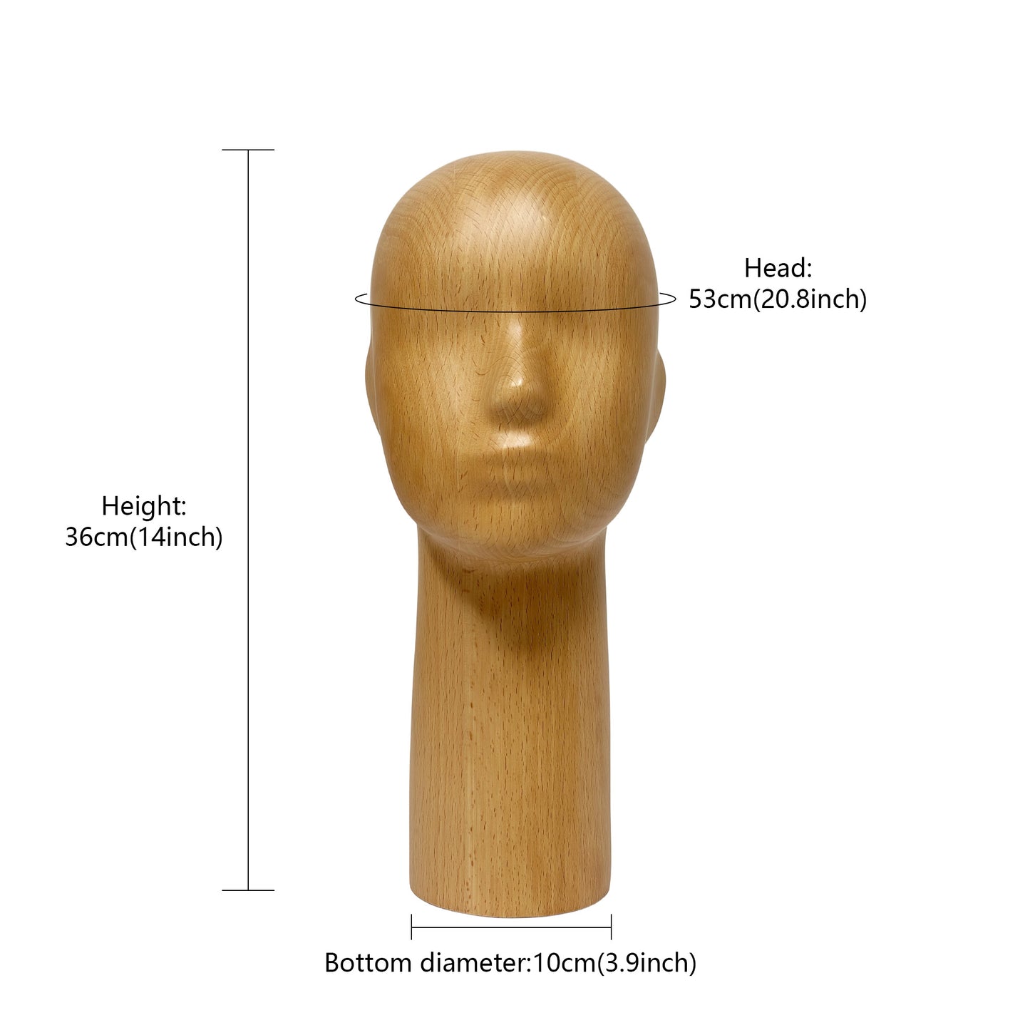 DE-LIANG Wooden Mannequin Head Stand for Hats Wigs & Glasses | Beechwood Display Model