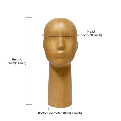 DE-LIANG Wooden Mannequin Head Stand for Hats Wigs & Glasses | Beechwood Display Model