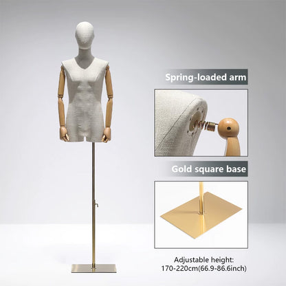 DE-LIANG Male Mannequin Slub Linen Muscle Torso | Menswear Window Display Stand