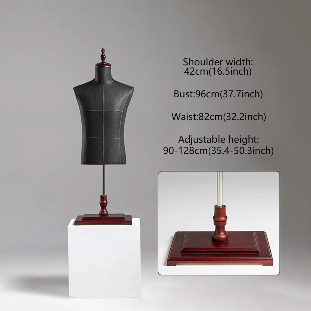 DE-LIANG Male Half Body Mannequin | Poseable Wood Arms Suit Display Dress Form