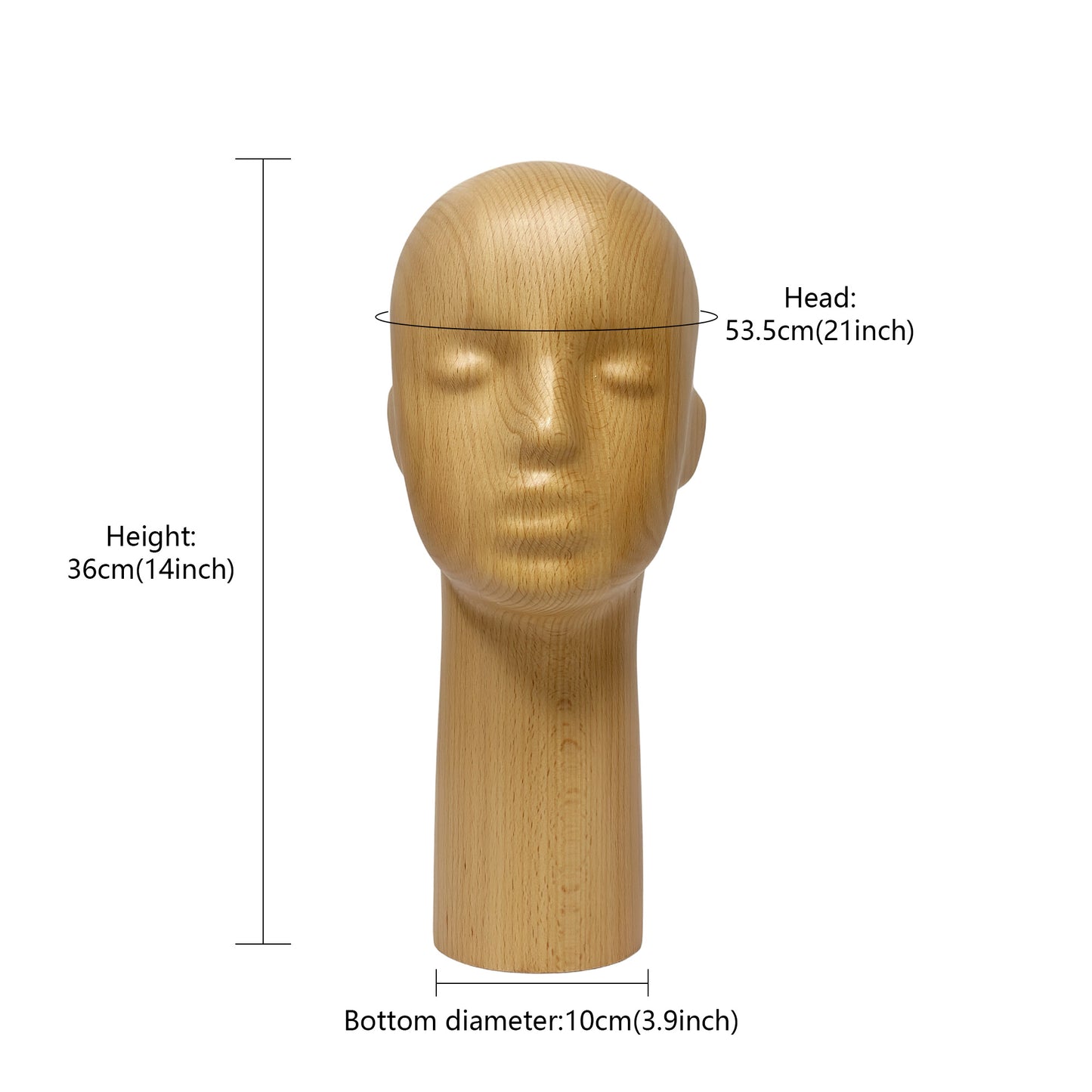 DE-LIANG Wooden Mannequin Head Stand for Hats Wigs & Glasses | Beechwood Display Model