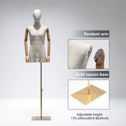 DE-LIANG Male Mannequin Slub Linen Muscle Torso | Menswear Window Display Stand