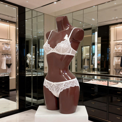 DE-LIANG Female Half-Body Mannequin | Glossy Fiberglass Lingerie Display Torso for Boutique