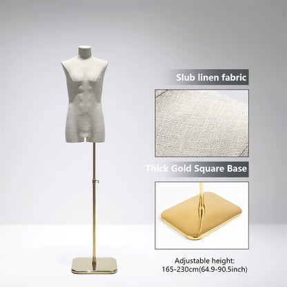 DE-LIANG Male Mannequin Slub Linen Muscle Torso | Menswear Window Display Stand