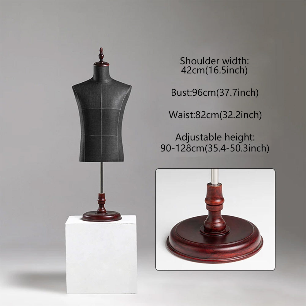 DE-LIANG Male Half Body Mannequin | Poseable Wood Arms Suit Display Dress Form