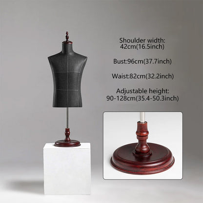 DE-LIANG Male Half Body Mannequin | Poseable Wood Arms Suit Display Dress Form