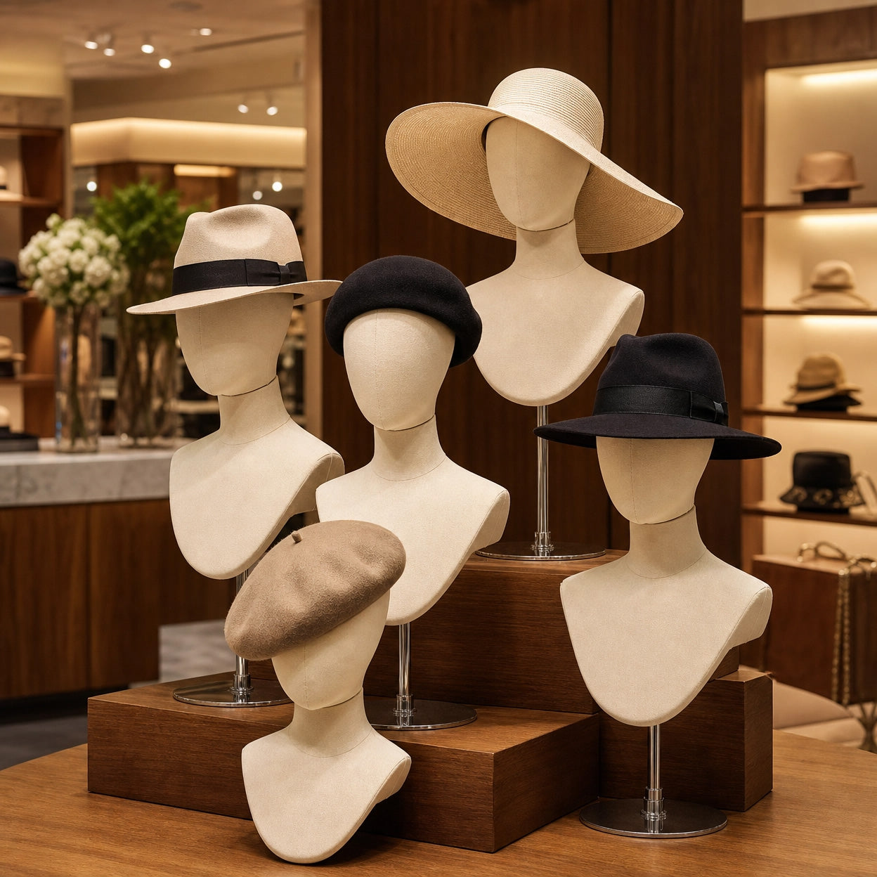 DE-LIANG Male & Female Linen Mannequin Head for Wigs, Hats & Jewelry Display