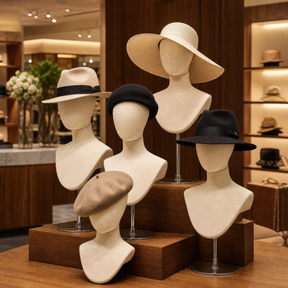 DE-LIANG Male & Female Linen Mannequin Head for Wigs, Hats & Jewelry Display