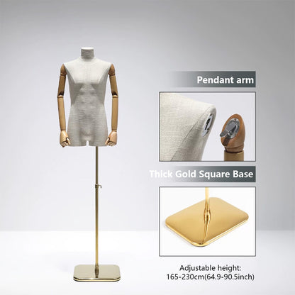 DE-LIANG Male Mannequin Slub Linen Muscle Torso | Menswear Window Display Stand