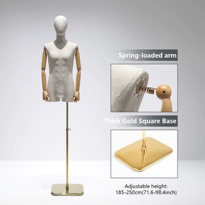 DE-LIANG Male Mannequin Slub Linen Muscle Torso | Menswear Window Display Stand