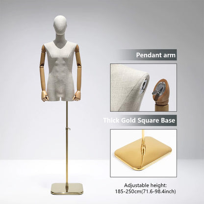 DE-LIANG Male Mannequin Slub Linen Muscle Torso | Menswear Window Display Stand